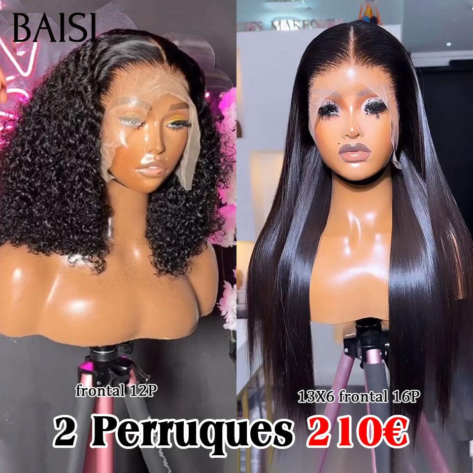 BAISI Lot de 2 perruques en 100% vrais cheveux humains 210€ ou 2X6 lace lisse en couleur 4#27# de luxe