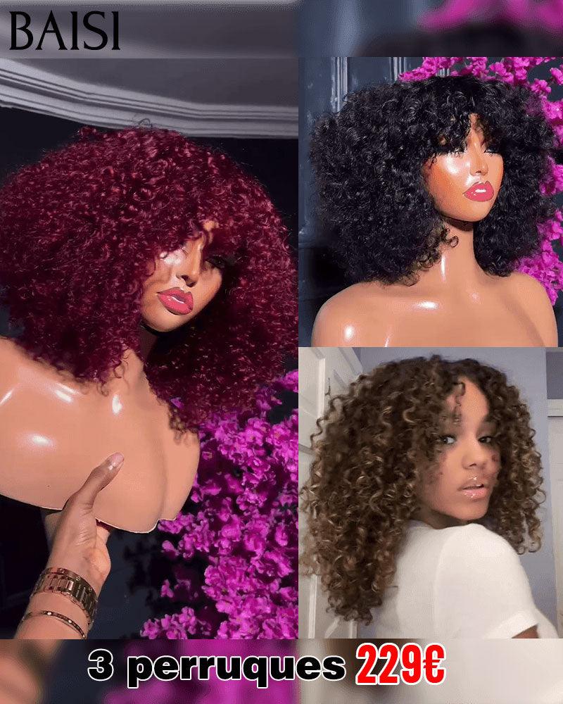 BAISI Set of 3 wigs 229€ and 6 Affordable Wigs 275 Euro In 100% Human Hair B code: FR20