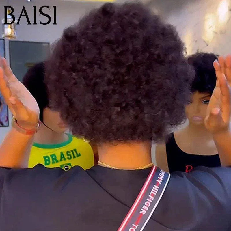 BAISI MARIA Pixie Afro Wig No Glue No Lace 100% Human Hair