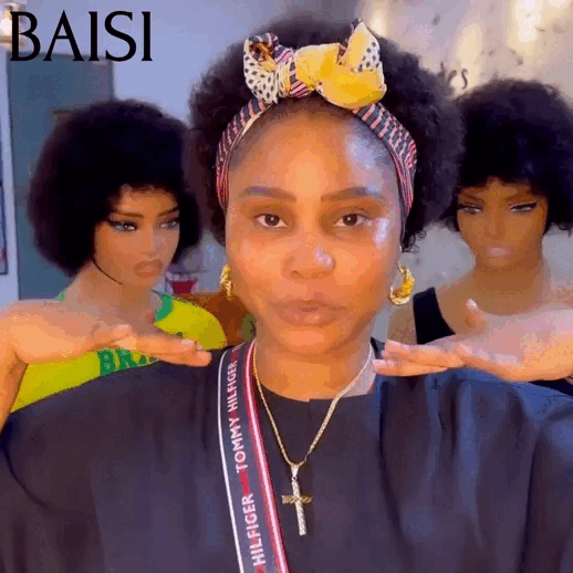 BAISI MARIA Pixie Afro Wig No Glue No Lace 100% Human Hair