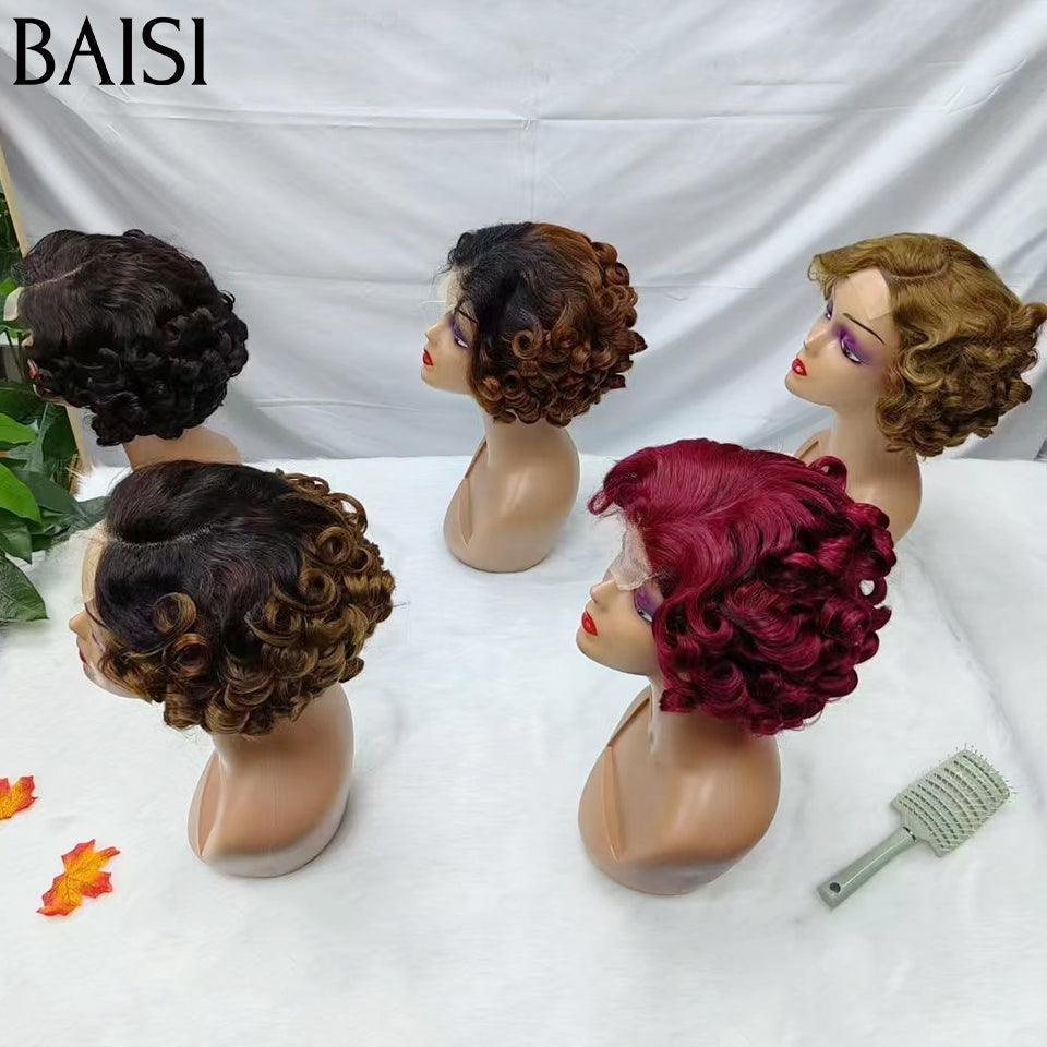 Parrucca BAISI 4*4 Pixie Egg Curls Riga laterale diversi colori disponibili in capelli umani al 100% #025