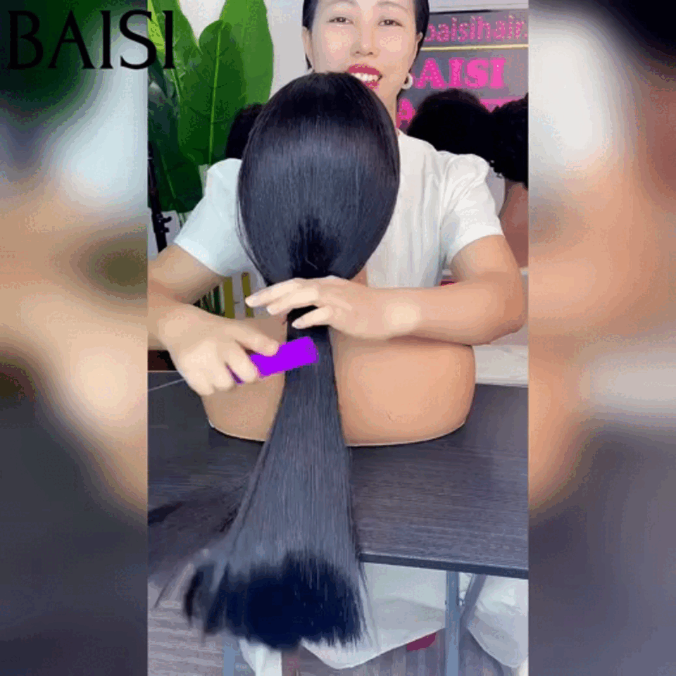 BAISI Perruques de Luxe 13X4 Lace Perruque  Noir 100% Vietnam Hair Lisse en 100% Cheveux Humains  250% densité plus de 20 ans d' utilisations