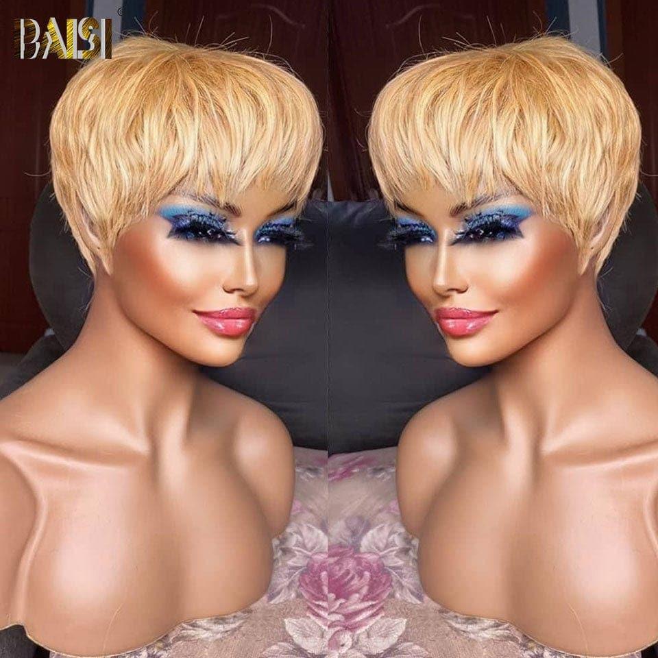 BAISI BLACK FRIDAY PROMO Perruque 45€ Afro curl 99J Livraison gratuite en Europe Arrivage pixie coupe fabriqué à la machine En couleur #27 En 100% Cheveux Humains