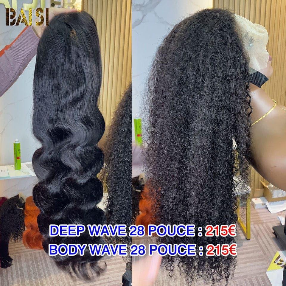 BAISI Achetez 2 perruques minimum au prix d'usine fournisseur Frontal Perruque Body Wave plus Deep Wave en Noir ou Marron en 100% Cheveux Humains