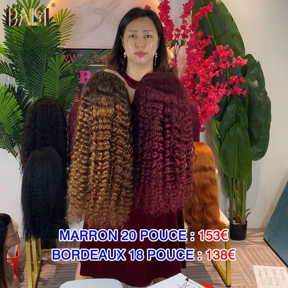 BAISI Achetez 2 perruques minimum au prix d'usine fournisseur 13x4 Lace Frontal Perruque Lisse 30 pouce 189€ ou Deep Wave en Marron plus Bordeaux en 100% Cheveux Humains
