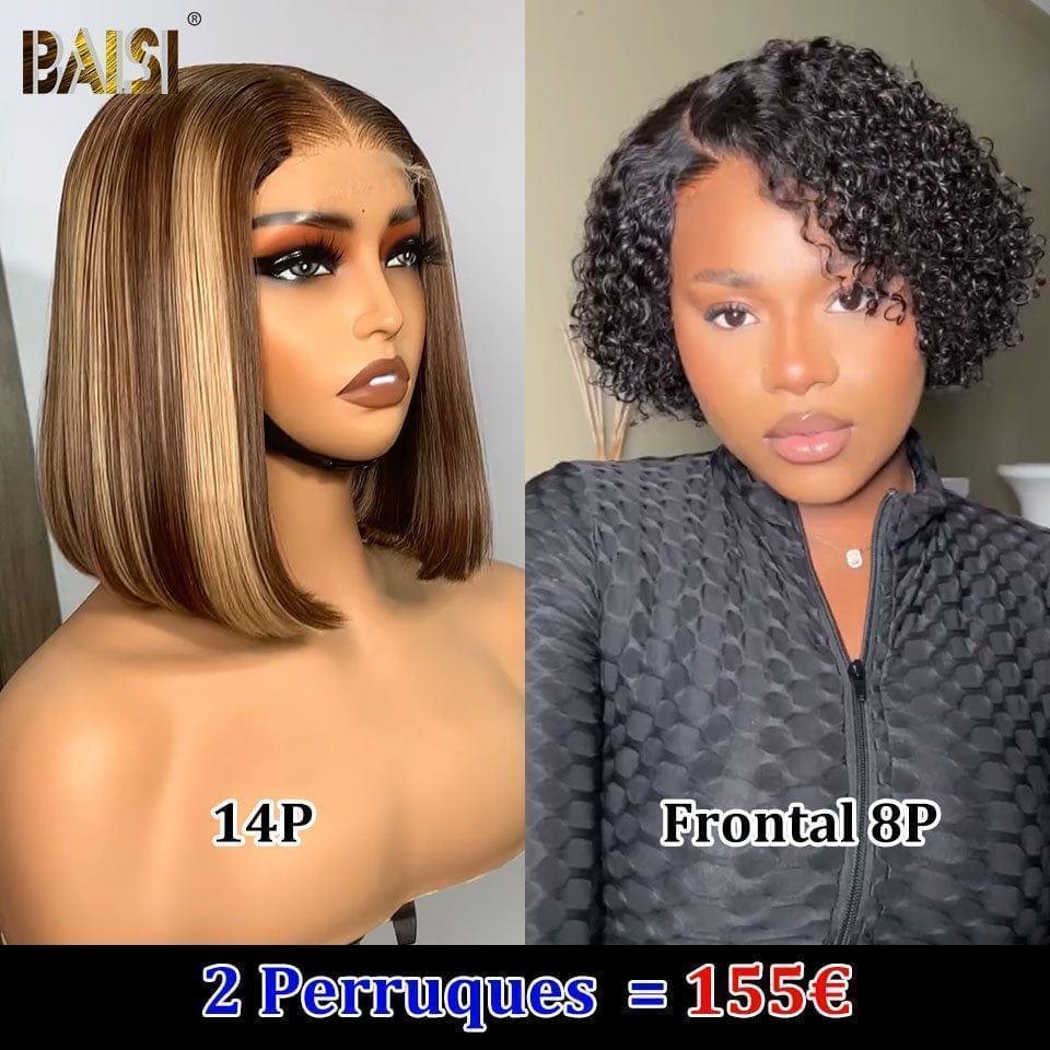 BAISI Achetez 1 + 1 Gratuite = 155€ Perruque en 100% vrais cheveux humains