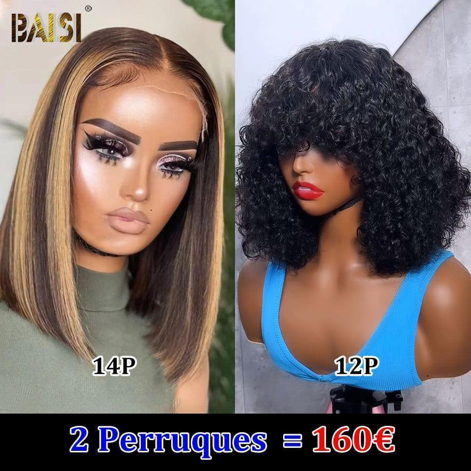 BAISI OFFRE FLASH PERRUQUE CONBINÉE 160€ POUR 2 PERRUQUES ou avec frange water wave 12 pouces 86€