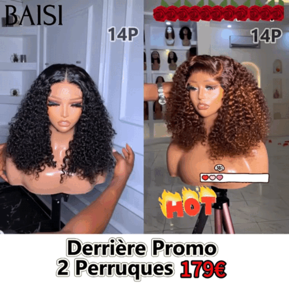 BAISI Perruques 8 Perruques Sans Colle pour revendre 599€ ou 2perruques 179€ 4X4 curly wave en 100% vrais cheveux humains Code:VIP100