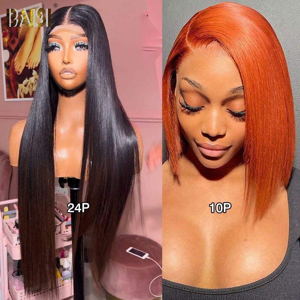 BAISI 2 perruques 120€ 2X4 lace lisse avec frange et 4X4 lace closure Lisse 1BT4# 10 Pouces ou  Achetez 1 + 1 Gratuite = 240€ Perruque en 100% vrais cheveux humains