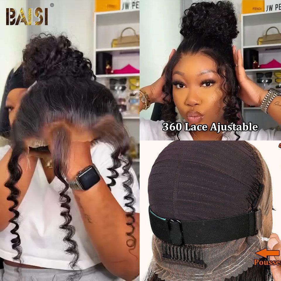 BAISI Achetez 1 + 1 Gratuite = 220€ Perruque 1 Perruque 360 Lace Ajustable 18 pouce 250% densité 169€ en 100% vrais cheveux humains