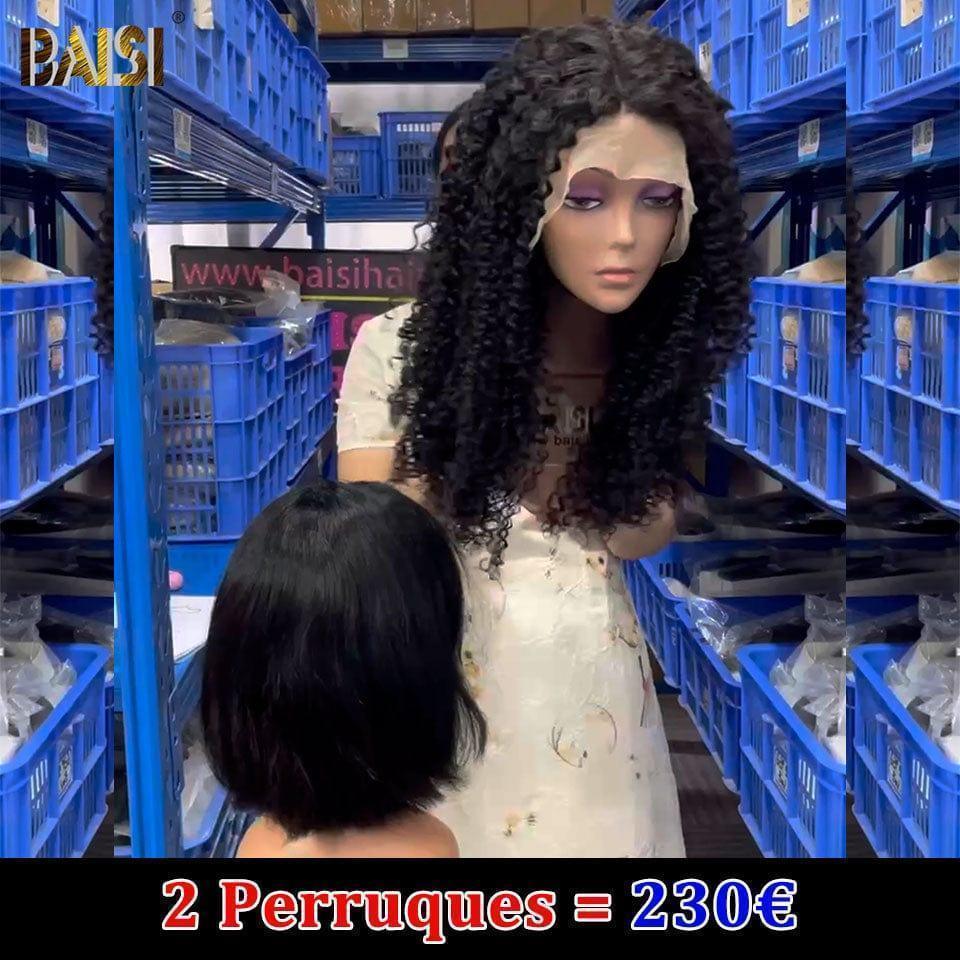 BAISI Invisible Strap 360 Adjustable Frontal curly 209€ 2 perruque 230€ Curly wave ou Lisse En Couleur Noir moitié prix en 100% cheveux humains VIP100