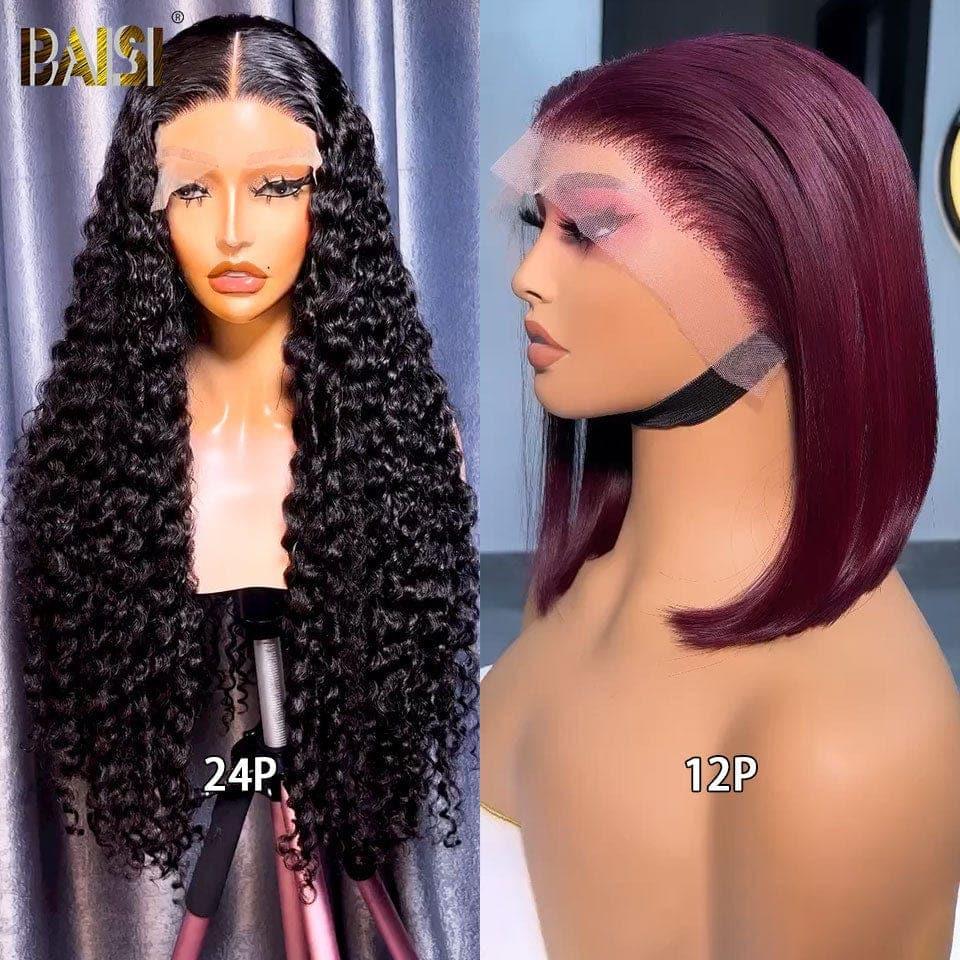 BAISI vente flash 2 perruques 270€ 4x4 curly wave et 13x4 lisse 12 pouces ou 2 perruques 349€ 13X4 laces 20 pouces curly et lisse  moitié prix en 100% vrais cheveux humains mp50