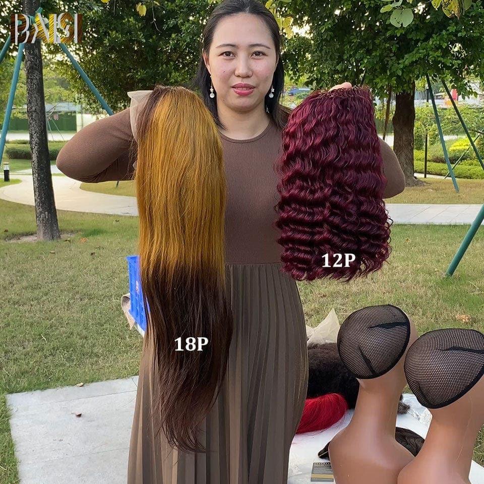 BAISI 2 Perruques = 55€ pixie sans Colle Bordeaux et NOIR ou 2 Couleurs perruques Frontal 246€ en 100% vrais cheveux humains