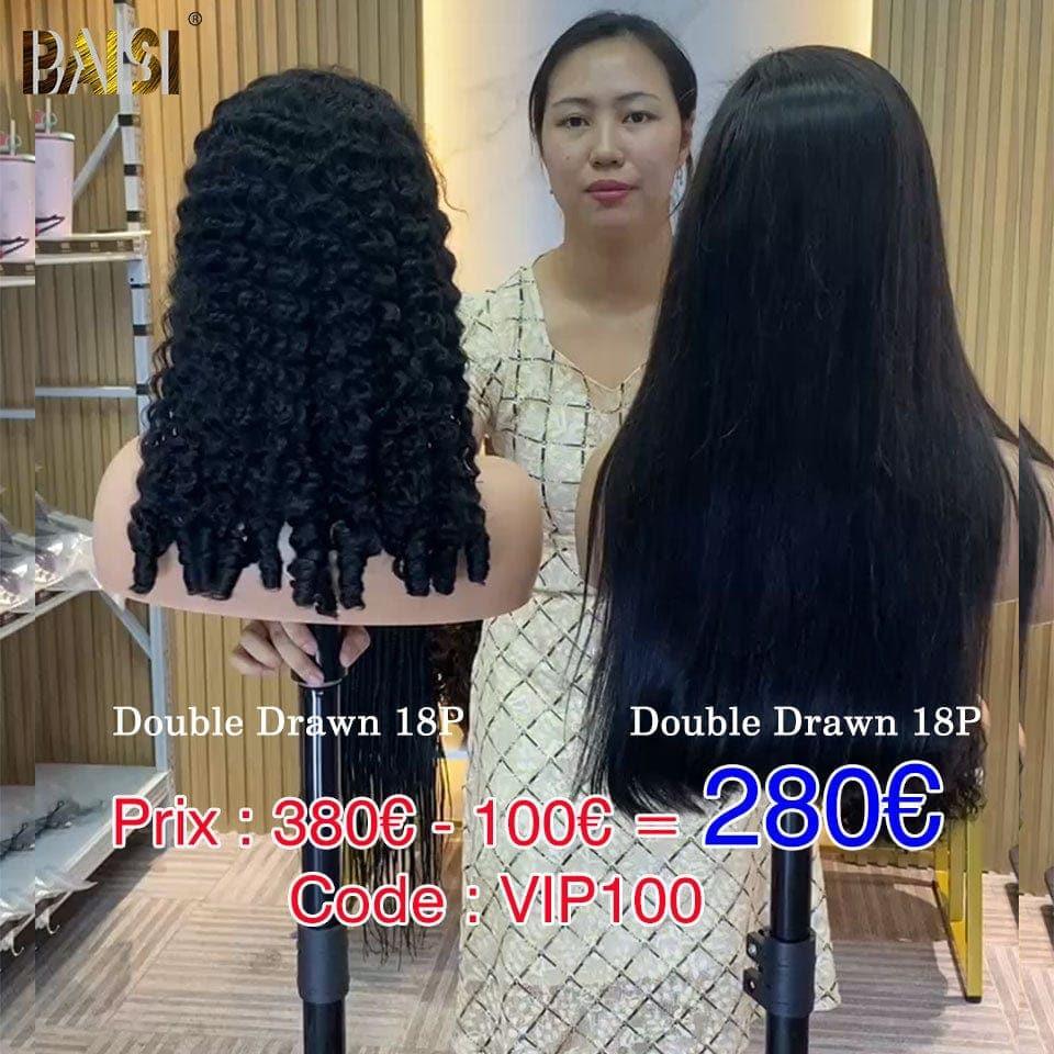 BAISI 4X4 lace closure Lisse 129€ 22 Pouces ou 2 Perruques Double Drawn 280€ Réduction avec code promo en 100% vrais cheveux humains Code: VIP100