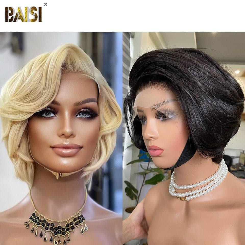 BAISI HAIR FR 2 Perruques Pixie 98€ ou 2 Bob 2x6 lace 150€ Lisse 1BT99J# et 4X4 lace water wave En 100% Cheveux Humains