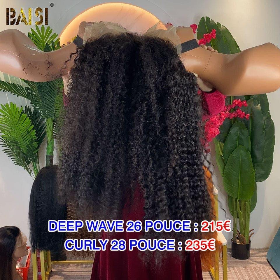 BAISI Achetez 2 perruques minimum au prix d'usine fournisseur  Perruque Deep Wave plus Curly et Lisse bob en Noir en 100% Cheveux Humains