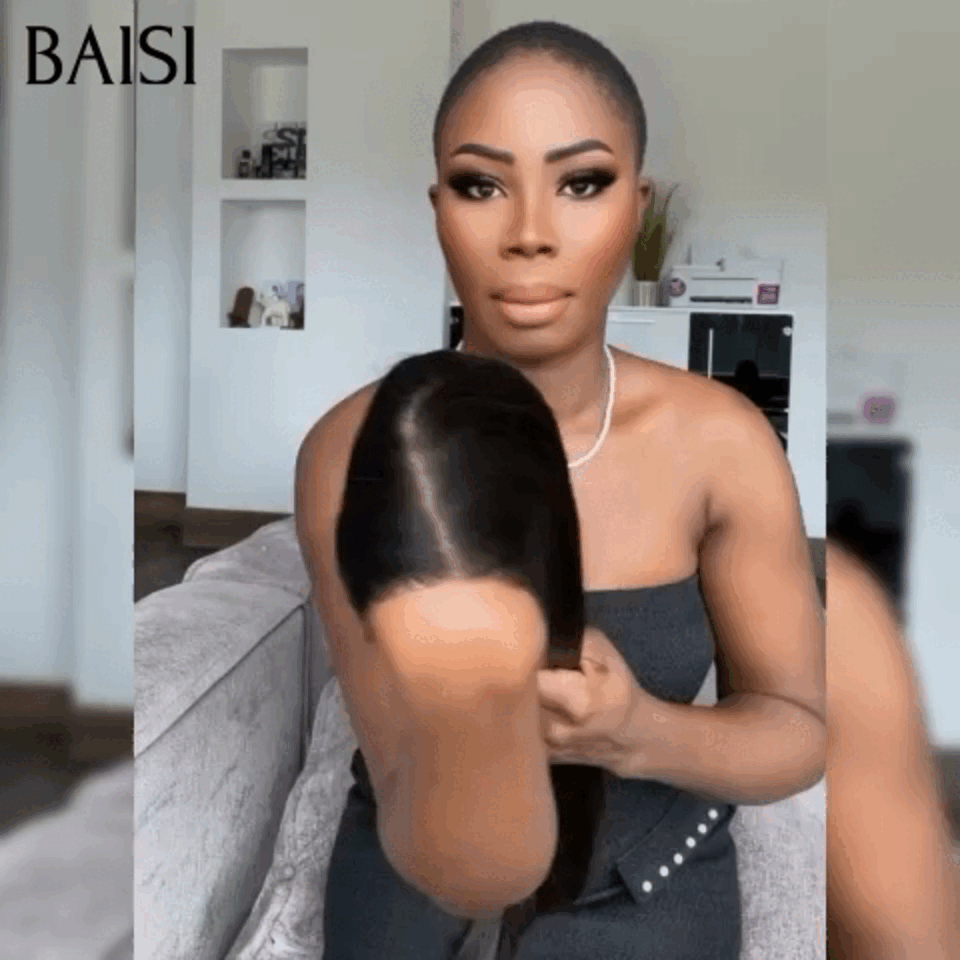BAISI Pelucas de lujo SDD BONE Recta 100% cabello vietnamita 2X6 Peluca BOB de encaje Cabello negro liso Vietnam Densidad 300% más de 20 años de uso