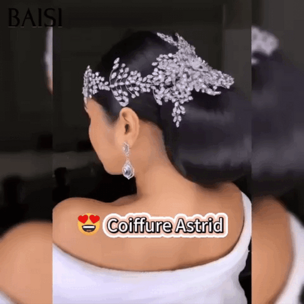 BAISI Coiffure de luxe Astrid Perruques Mariage noir Prête à porter chignon et personalisation comme sur la vidéo 100% identique avec lace frontale événement spécial