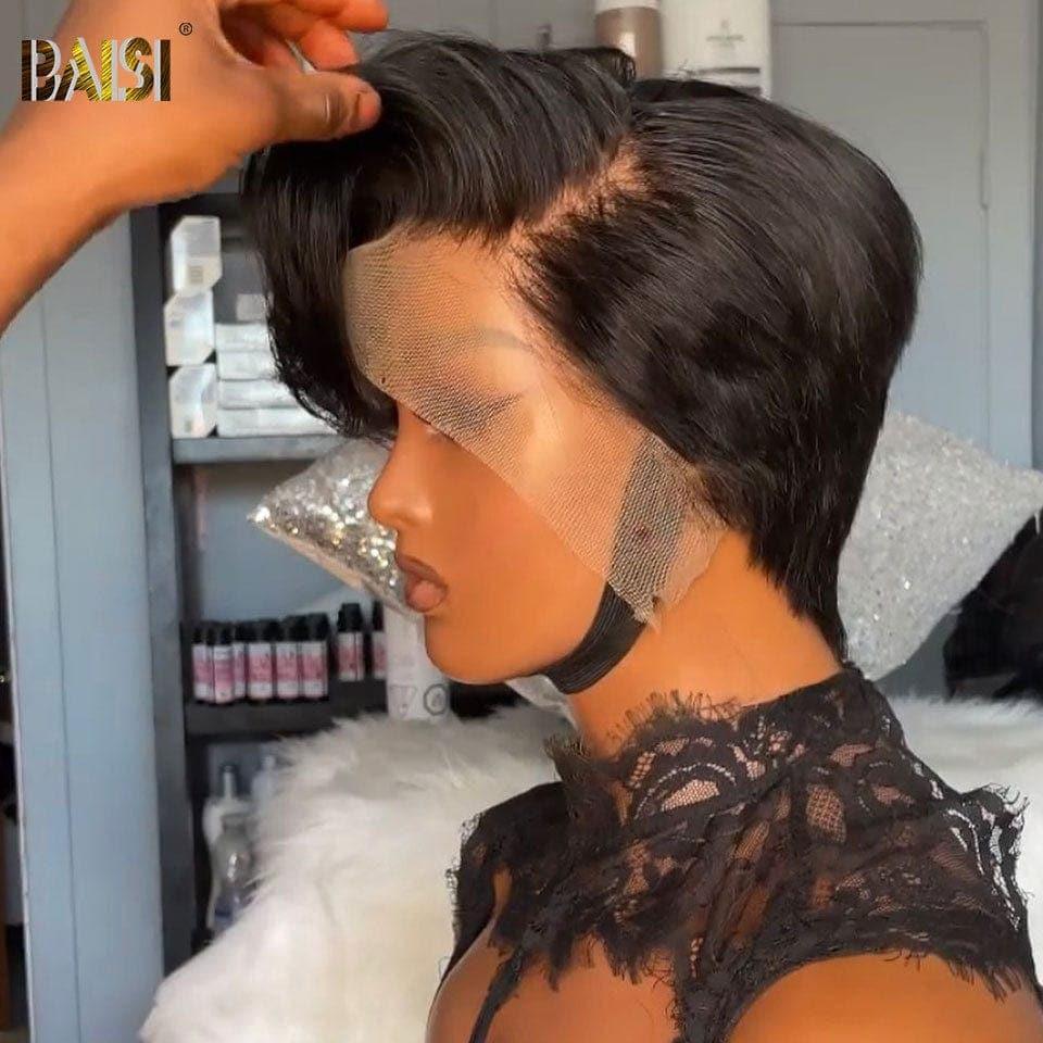 BAISI T Part Lace Perruque Personnalisée Avec La Raie De Côté ou 2X6 lace lisse 10 pouces bob de luxe 98€