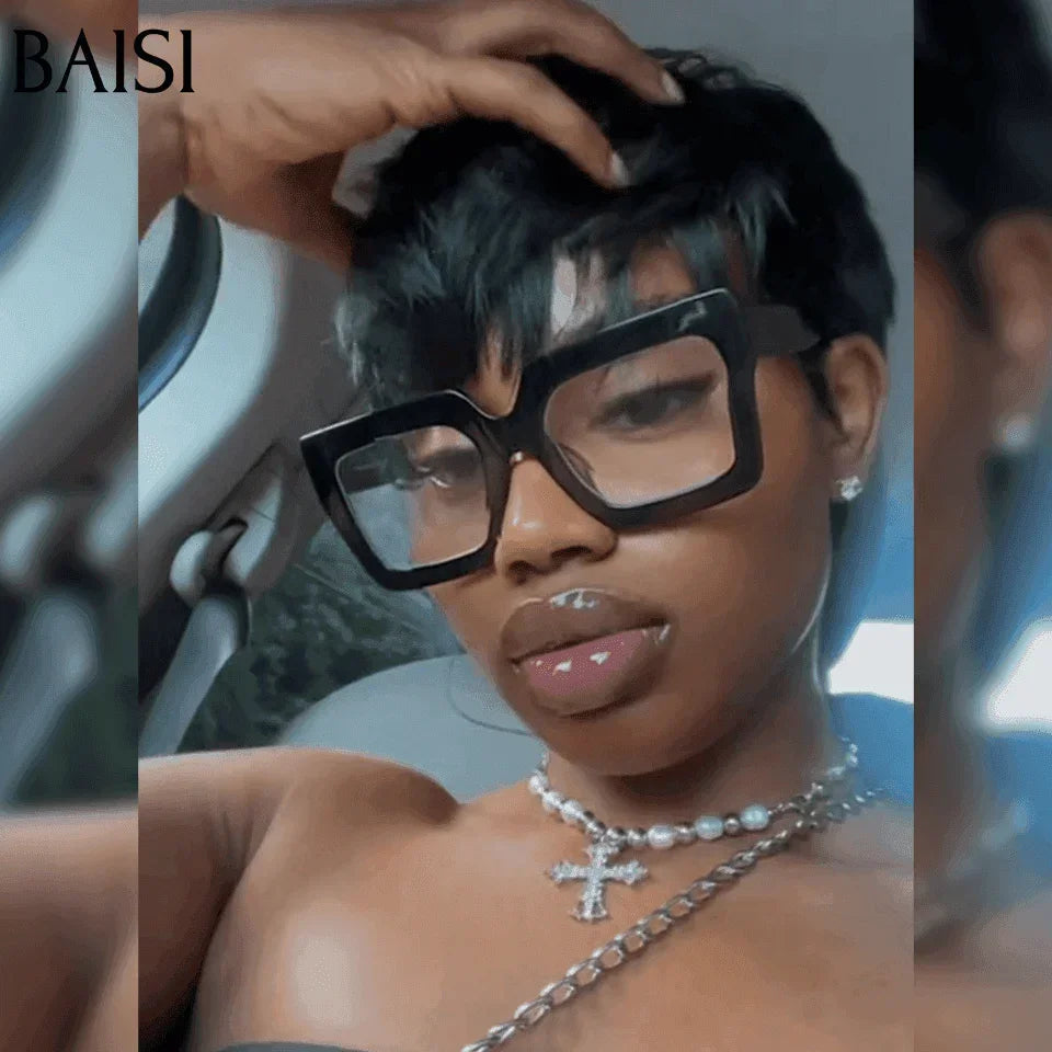 Pelucas BAISI, envío gratis en Europa, gran promoción, llegada, corte pixie, máquina hecha sin pegamento, sin encaje, en 100% cabello humano #026