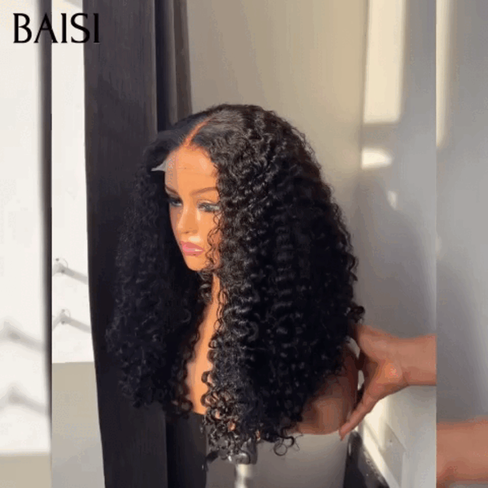 BAISI Grande SOLDES 4X4 Closure lace Perruque Naturelle water wave Volume de 300% Densité en 100% Cheveux humains