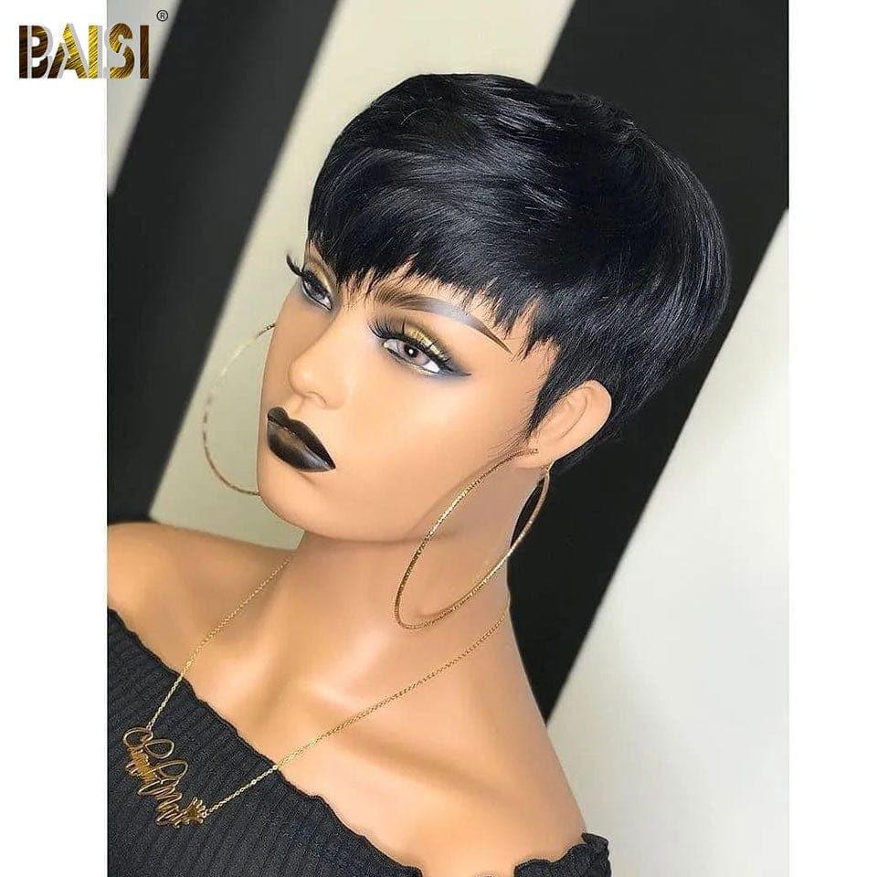 BAISI Promo Limitée Achetez 1 + 1 Gratuite  2x6 lace lisse 10 pouces marron et noir ou 2 perruques 119€ en 100% vrais cheveux humains