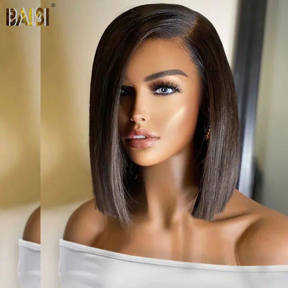 BAISI BLACK FRIDAY 1 lisse Bob 4X4 lace closure 8pouce 72€ ou 2 Perruques bob 190€ Sans Colle Facile à Porter en 100% vrais cheveux humains Lace déjà couper