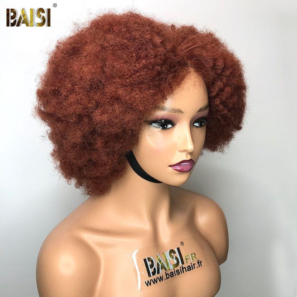 Peruca BAISI 13x4 Afro BCP em cores pré-arrancadas, sem necessidade de cola em cabelo 100% cru, renda já cortada