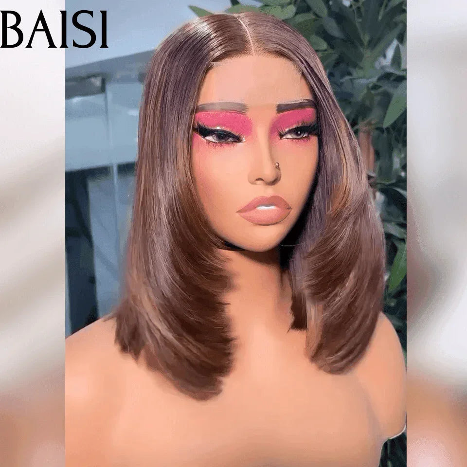 BAISI 100% Vietnam Hair 2x6 Lace Perruque Lisse Couleur mélangée #4#30 SDD BONE STRAIGHT En 100% Cheveux Humains