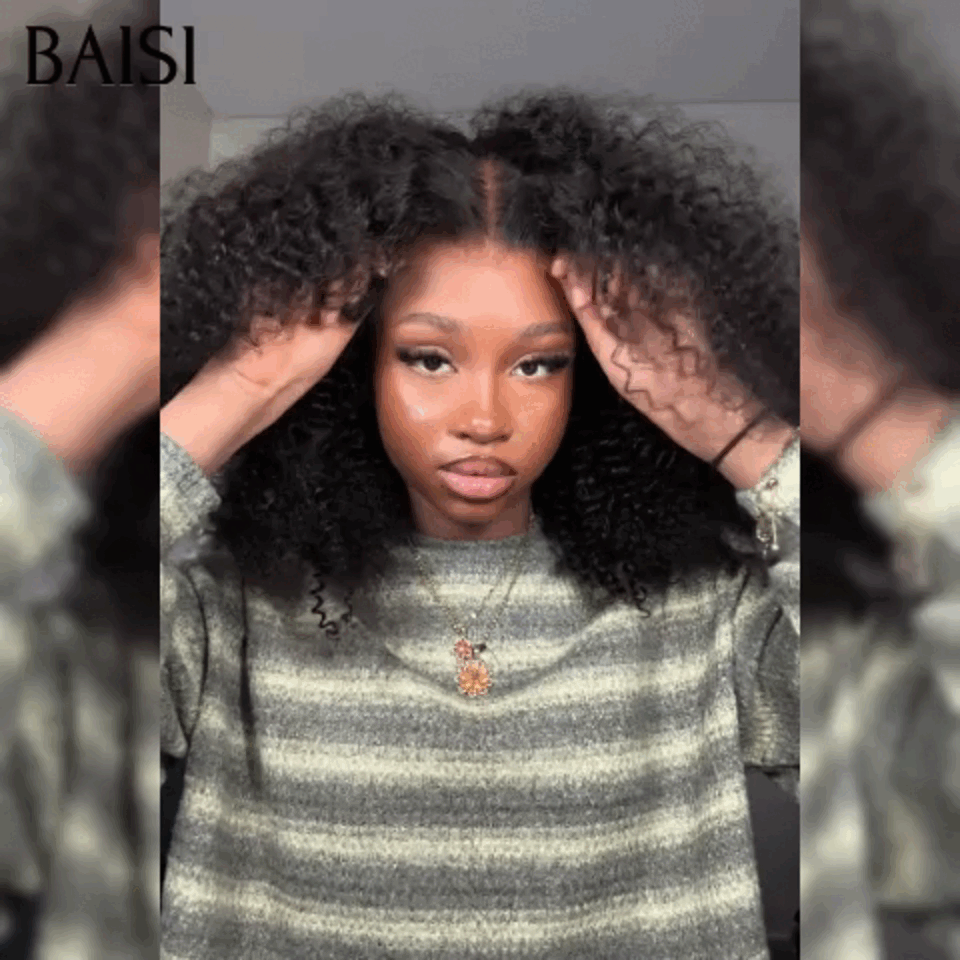 BAISI 13x4 Frontal Perruque Bob Curly En 100% Vrais Cheveux Humais 8 Pouces 99€ ou 148€ 13X4 lace 16Pouces 300%  haute densité personnalisé