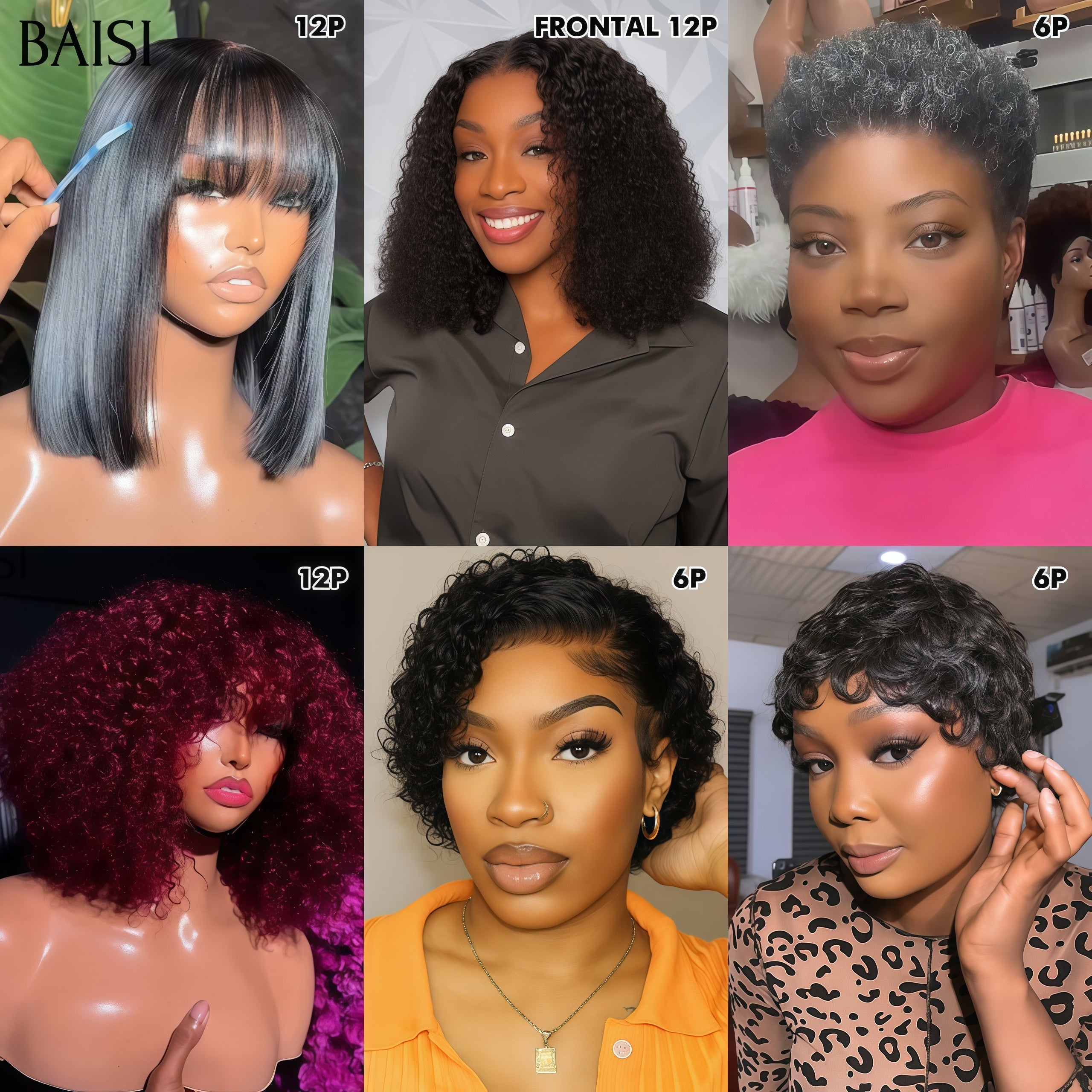 Venda flash BAISI 6 perucas em cabelo 100% humano real 450 euro código: VIP100