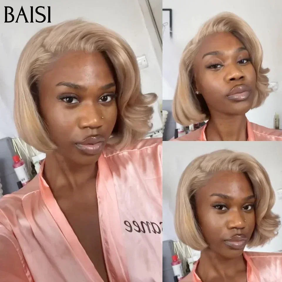BAISI Perruque 13x4 coupe à la mode couleurs 70# 8 pouces 100€ en 100% Cheveux humains