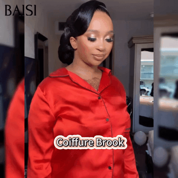 BAISI Coiffure de luxe Brook Perruques Mariage Prête à porter chignon et personalisation comme sur la vidéo 100% identique avec lace frontale pour mariage ou événement spécial