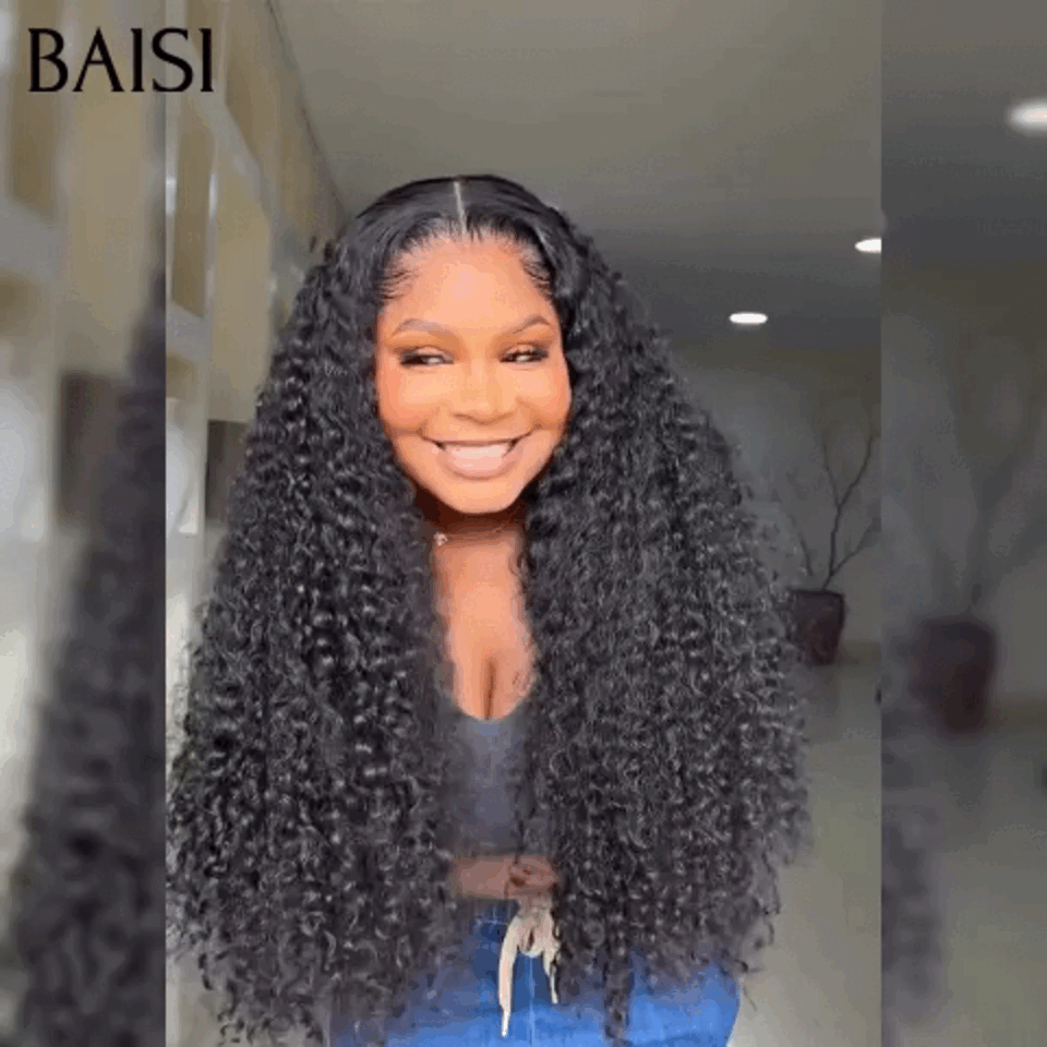 BAISI St Valentin PROMO Moitié Prix 95€ Perruque T Part Lace afro curl  En Couleur NOIR 12 Pouces ou 300% Densité 30 Pouces 369€ en 100% Cheveux Humains MP50