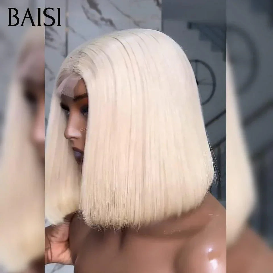 BAISI 2x6 Lace Perruque Lisse Miel 4T27# ou #613 Blonde 8 Pouces 99€ En 100% Cheveux Humains Vietnam Hair