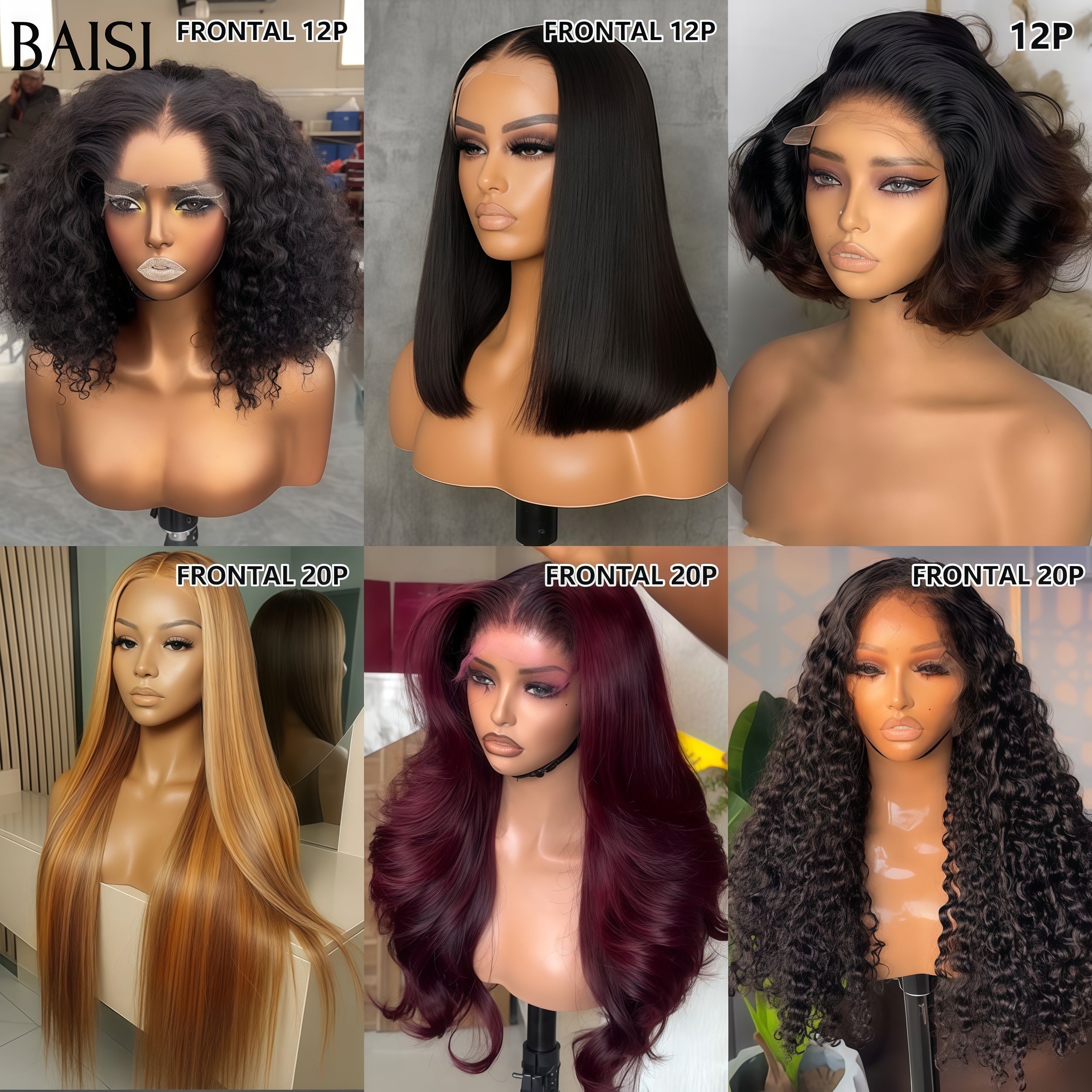BAISI 6 Perruques 439€ PRIX en promo en 100% vrais cheveux humains, Code: FR20