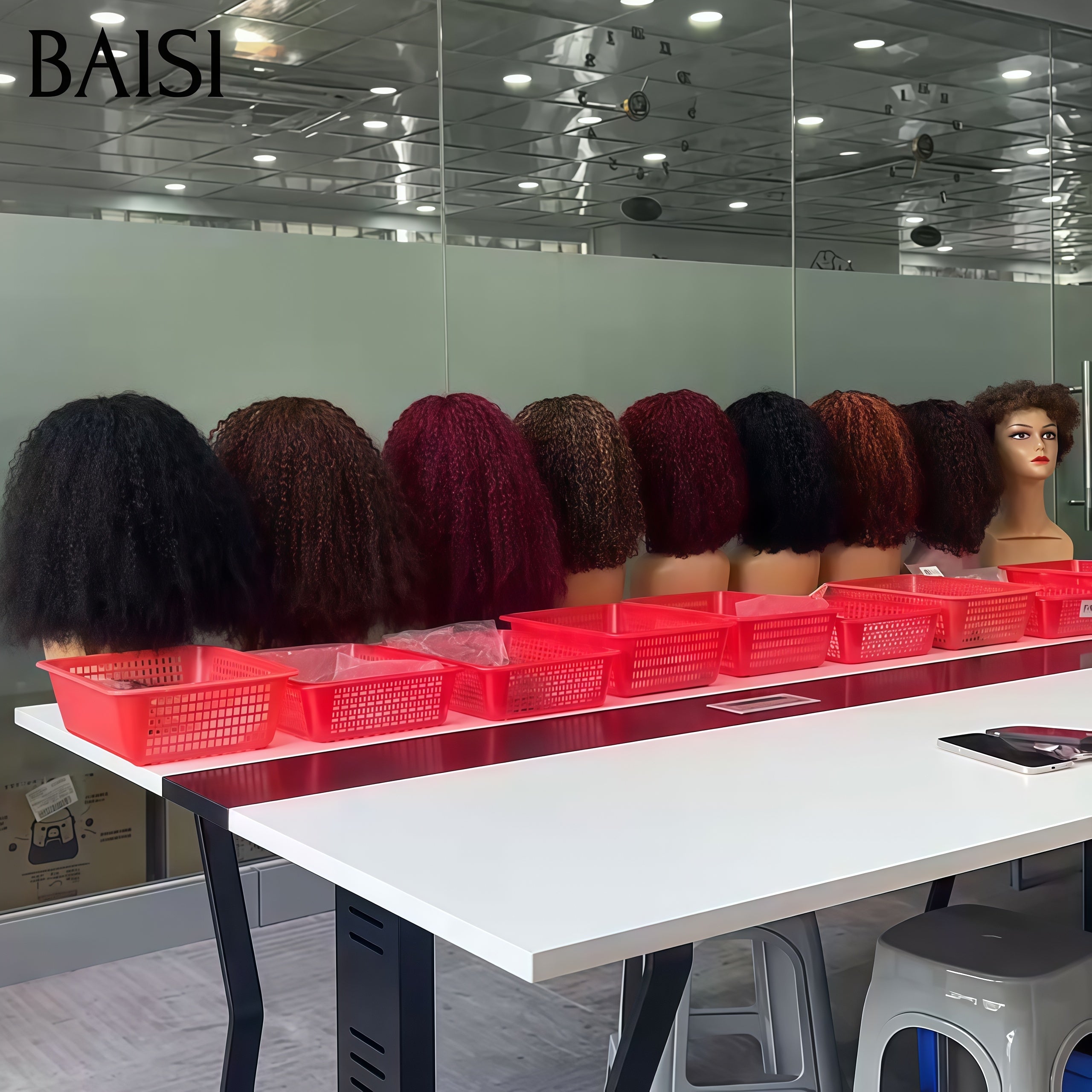 BAISI Lot de 9 perruques Curly 300% Densité 999€ 20Pouces et 12Pouces Différentes Couleurs mélangées Idéales pour Revendre En 100% cheveux humains
