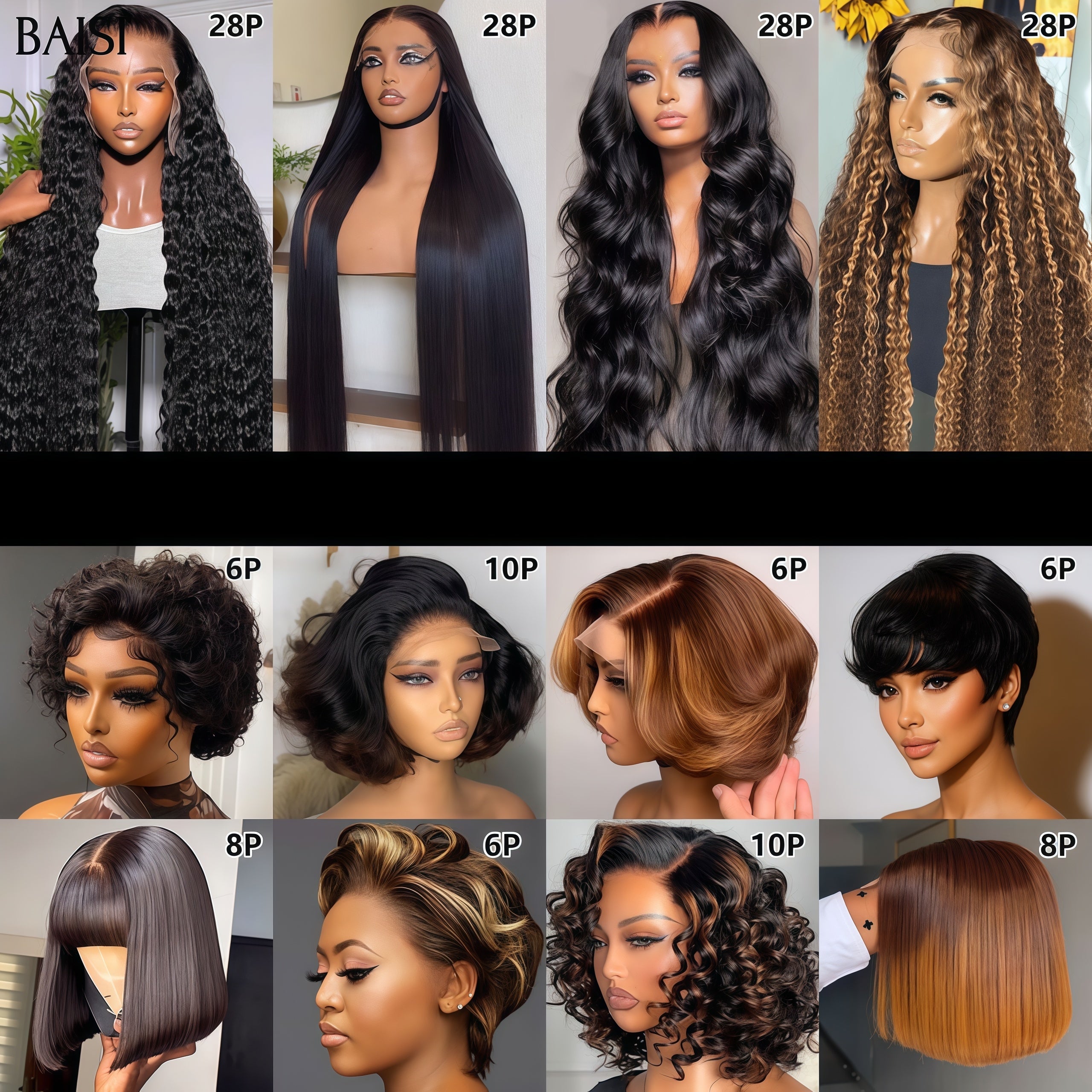 BAISI Set of 12 Affordable Wigs 899 Euro 100% Human Hair BS120