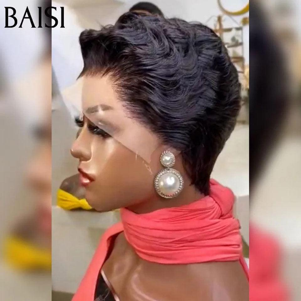 BAISI 3 perruques au choix 99€ ajouter dans le panier un par un au prix d'usine fournisseur coiffure Personnalisée boucle sans colle ou 13X4 lace 9 différentes types de perruques pixie vente en gros pour revendre  (Pas Besoin de Code)