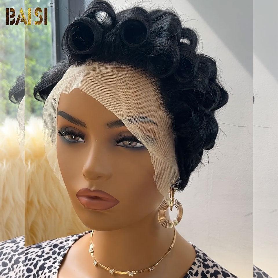 BAISI Achetez 2 perruques minimum au prix d'usine fournisseur  Perruque Deep Wave plus Curly et Lisse bob en Noir en 100% Cheveux Humains