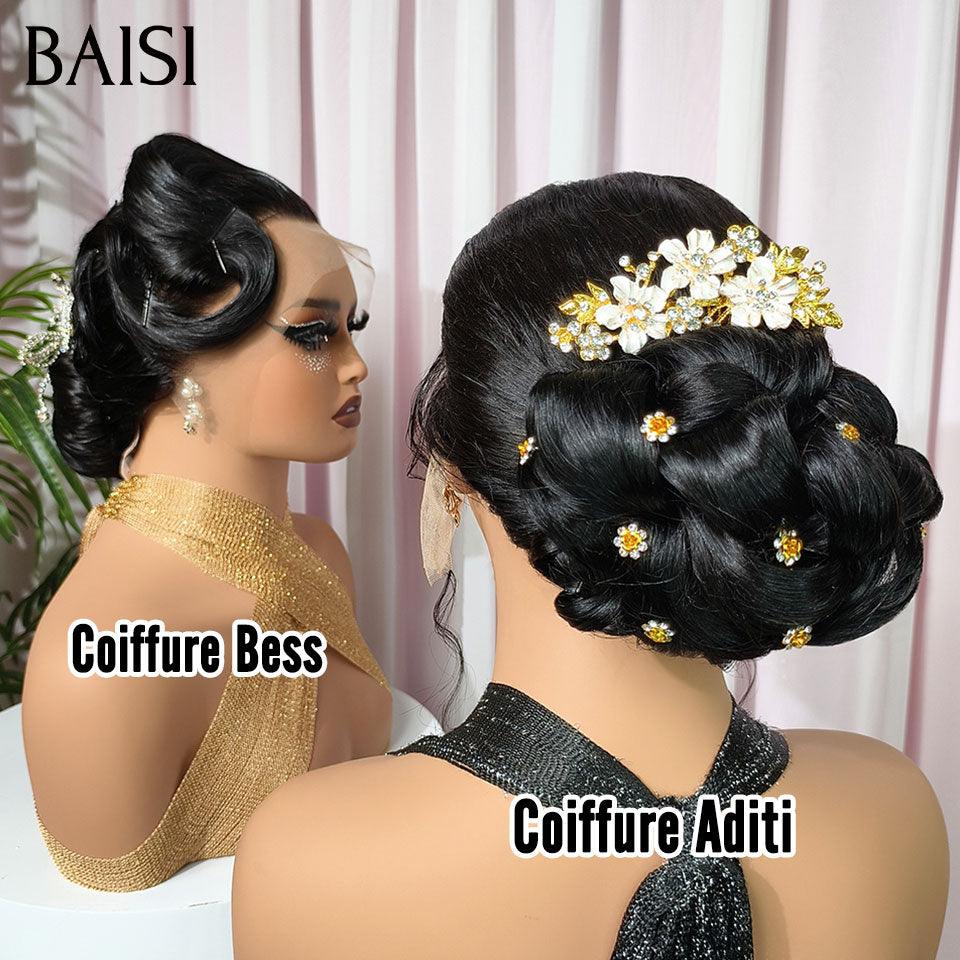 BAISI Coiffure de luxe Bess & Aditi Perruques Mariage Prête à porter chignon et personalisation comme sur la vidéo 100% identique avec lace frontale pour mariage ou événement spécial BS120