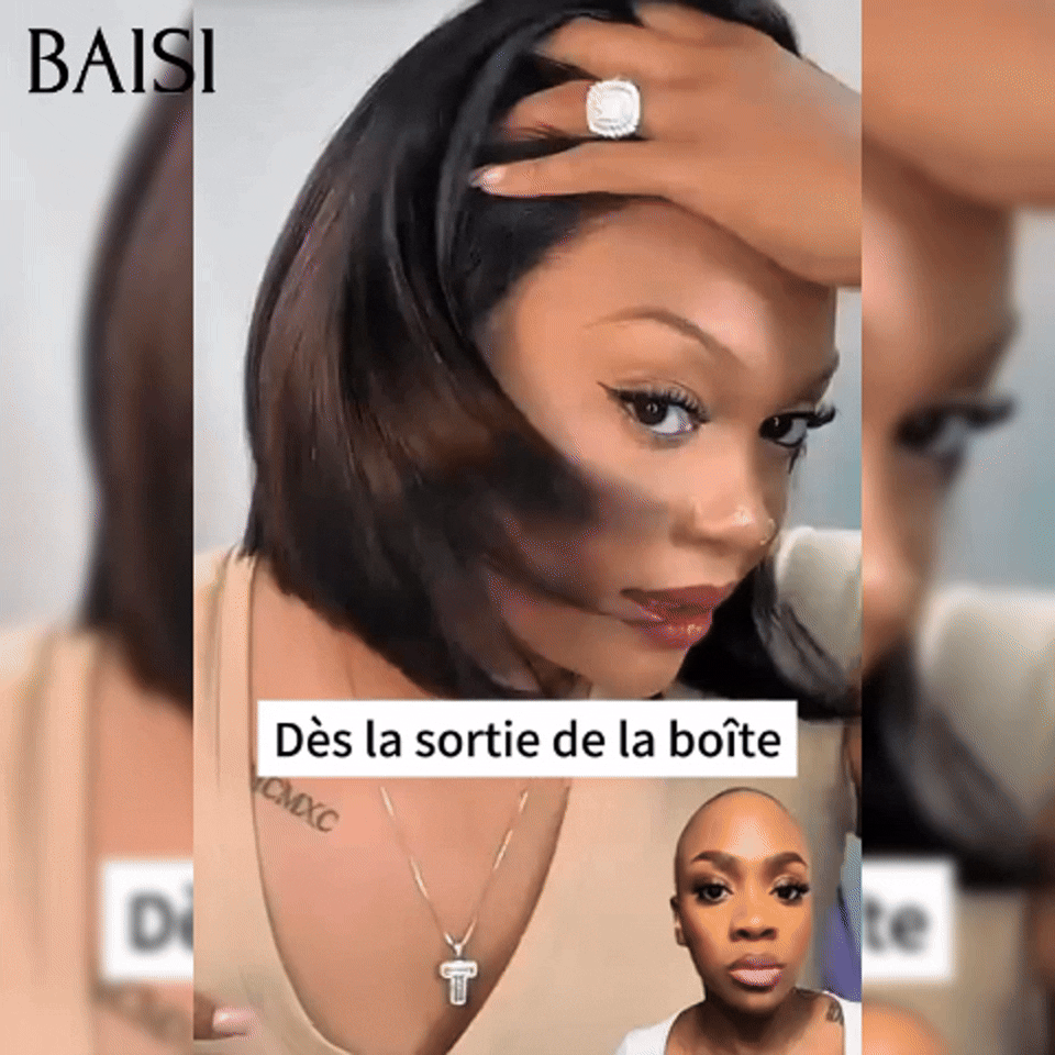 BAISI 13X4 Perruques 10 Pouces  Lisse bob 85€ raw hair en 100% Cheveux Humains