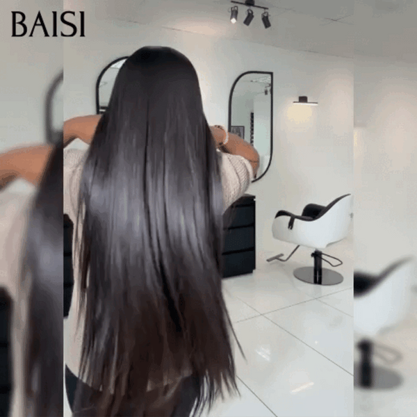 BAISI 2x6 Lace Closure Perruques de Luxe Lisse NOIR En 100% Cheveux Humains 100% Vietnam Hair 300% densité plus de 20 ans d' utilisations