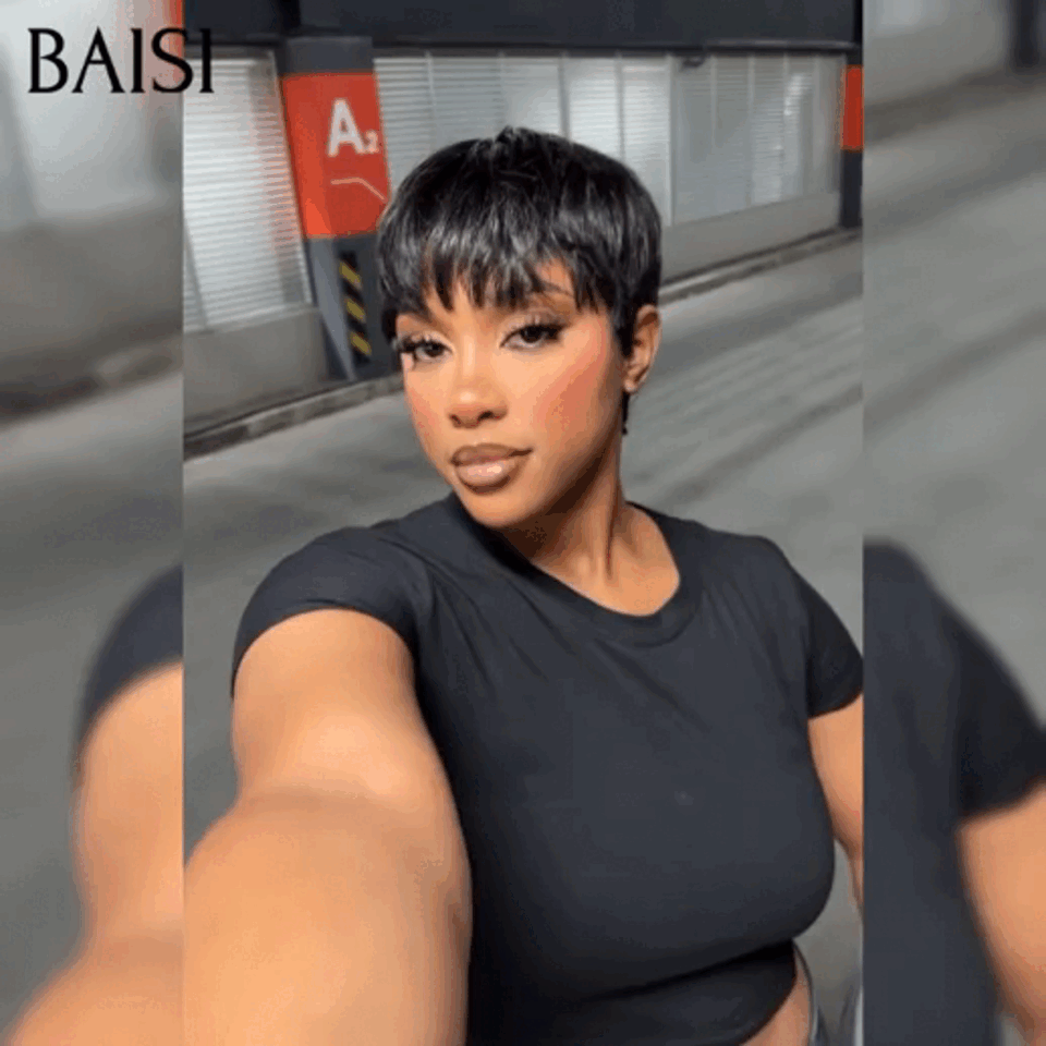 BAISI Top Modèle Petite Coupe 55€ la Noir ou Rose en 100% Cheveux humains Fabriqué à la Machine