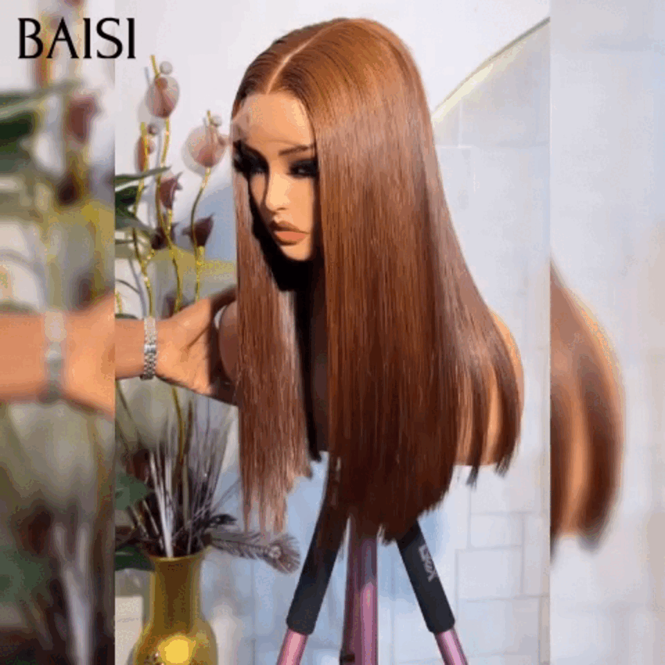 BAISI  Perruque  Bouclée Deep Wave avec Frange 12 Pouces en Couleur 4#mix27#  En 100% Vrais Cheveux Humais  106€ ou 2X6 Lisse Marron 16P 169€ Code : BS120