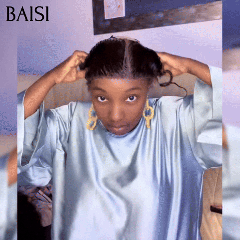 BAISI Grande SOLDES 12 pouces Lace Frontale avec natte prête à porter sans colle simple et efficace résultat beau et naturel 1 Frontale Natte + 1 Perruque afro 89€