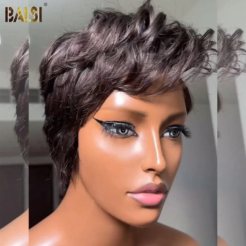 BAISI Achetez 2 perruques minimum au prix d'usine fournisseur en France TVA 0€ 48H arrivé petite coupe fabriqué à la machine (Pas Besoin de Code)