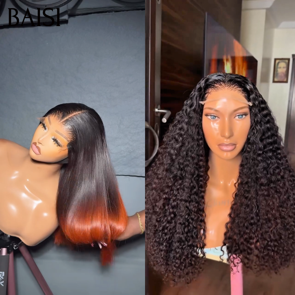 BAISI 2x6 Lace ou 13x4 Lace Lot 2 Perruques 20Pouces + 24Pouces Lisse Couleur 1BT/Orange + Curly Noir Qualité Trop Luxe  en 100% Vietnam hair Ou en 100% Raw Hair Prix Abordable 100% Cheveux Humains