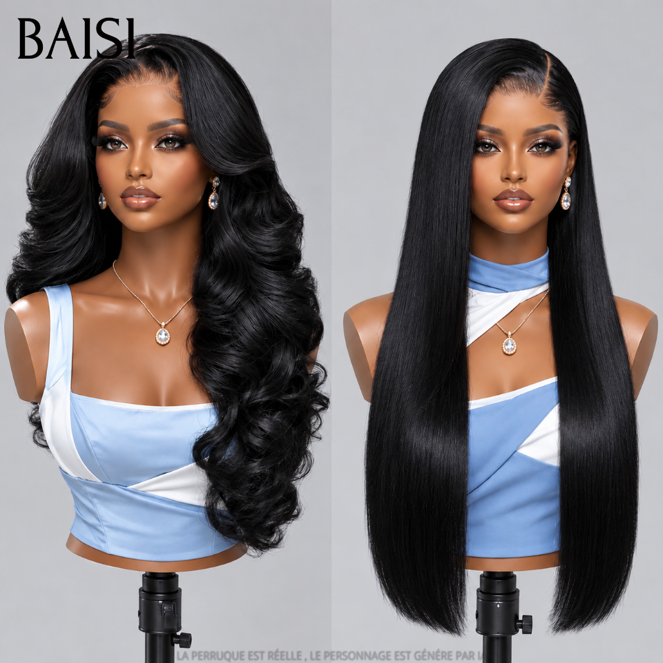 BAISI perruque modèle B à la mode et en promotion aujourd"hui 129€ ne ratez pas notre offre 13x4 Lace frontal Lisse 20 Pouces