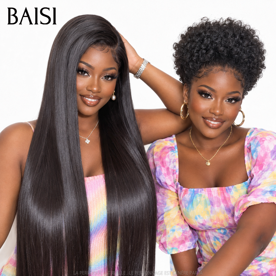 BAISI Achetez 1 + 1 Gratuite = 109€ 13x4 lace frontal Lisse 20 Pouces et sans Colle afro curly en France Facile à Revendre PROMO 100% Cheveux Humains